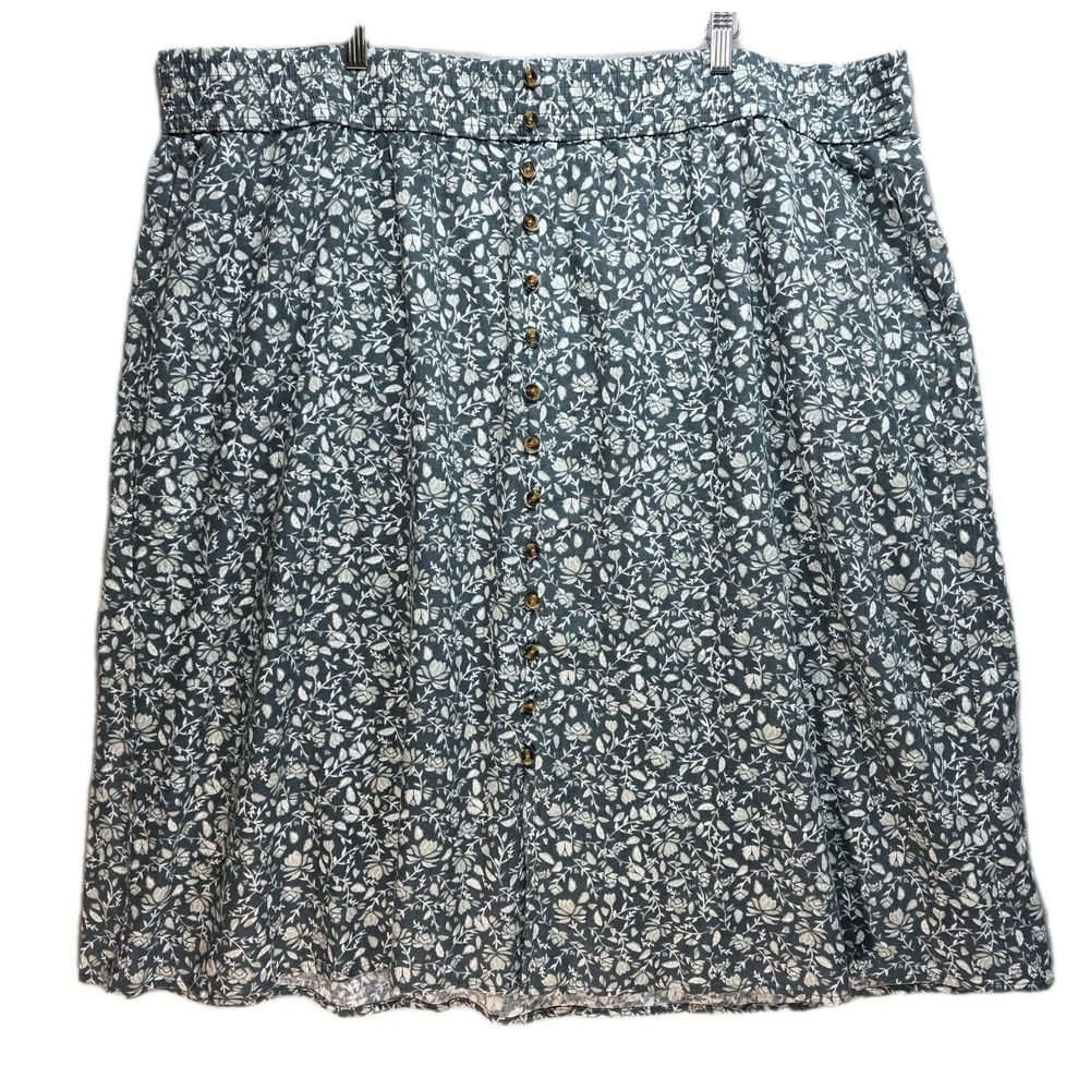 Sonoma Linen Blend Ditsy Floral Pull On Skirt Womens 3XL Prairie Cottagecore New